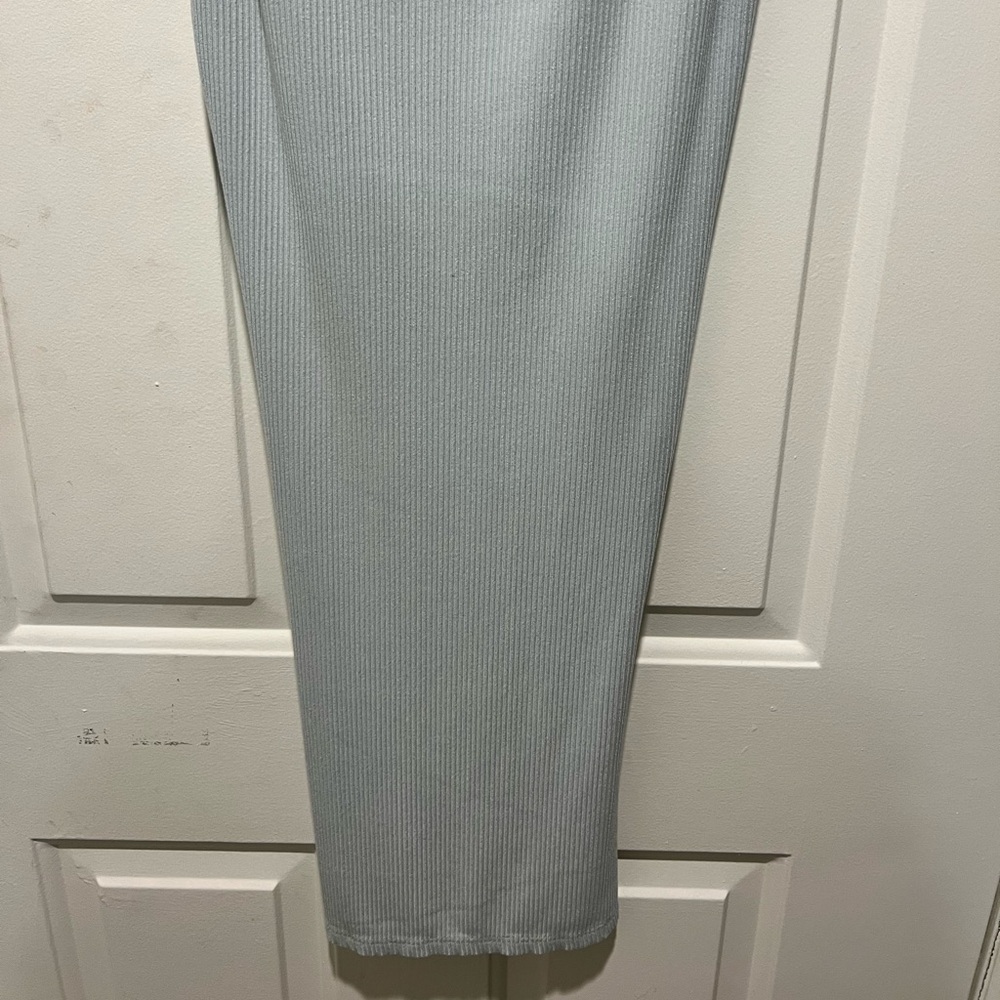Selfie Leslie Frieda Ribbed Cowl Neck Side Slit Midi Dress Sky Blue M - Picture 11 of 11